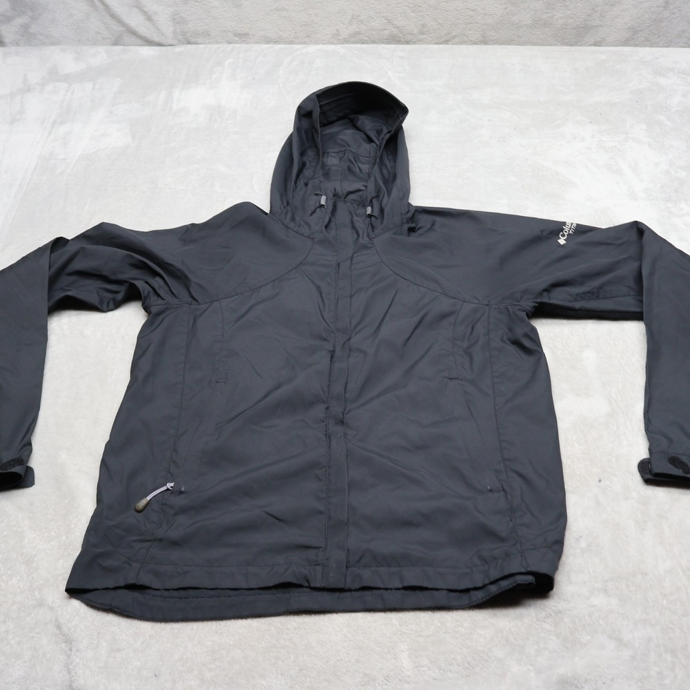 Columbia Titanium Jacket Womens XS Black Full Zip Hooded Light Pack Ripstop READ